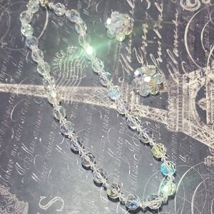 Antique Crystal Necklace and Clip on  Earring Set